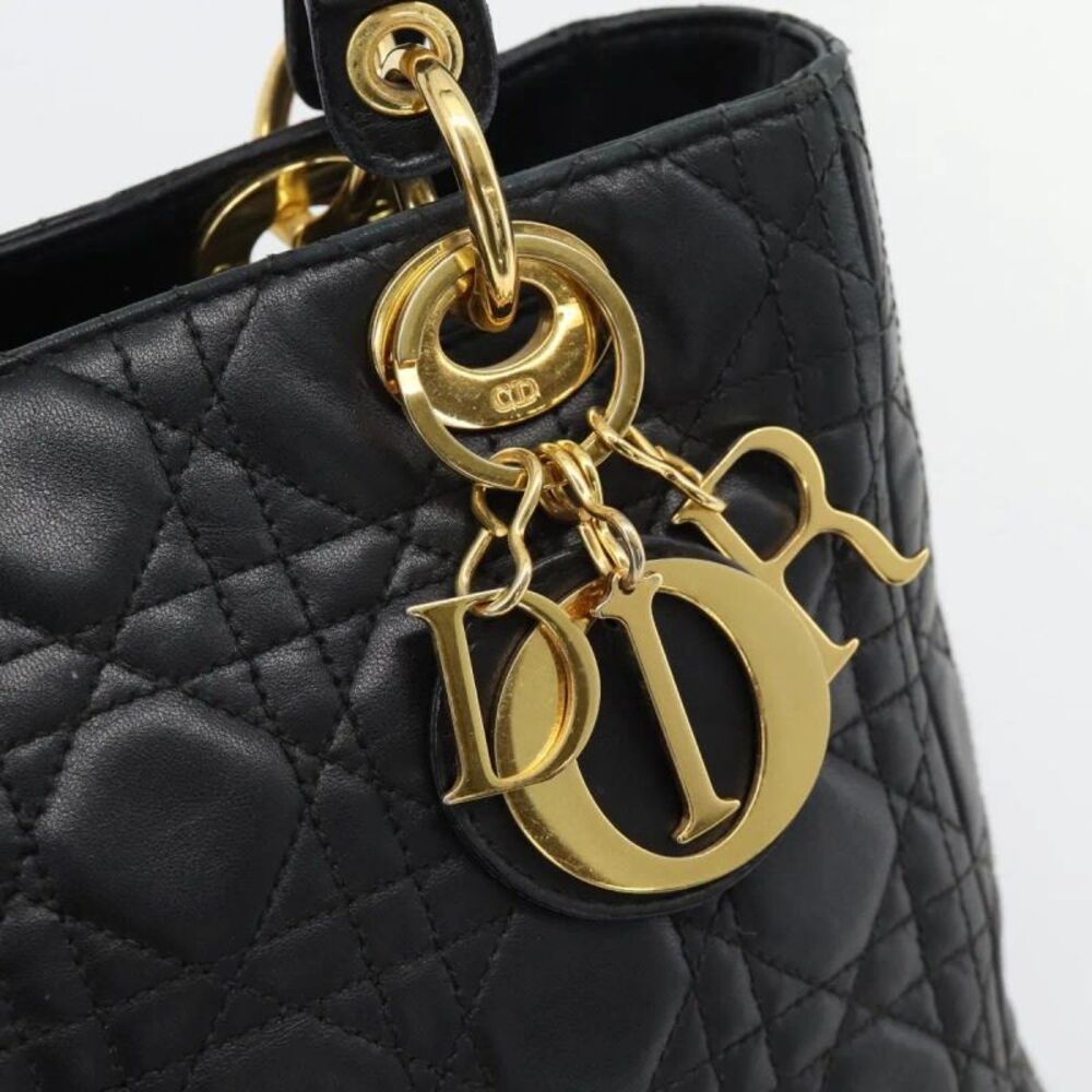 Christian Dior Vintage Lady Dior Cannage Quilt Lambskin Black Leather Handbag - Picture 13 of 16
